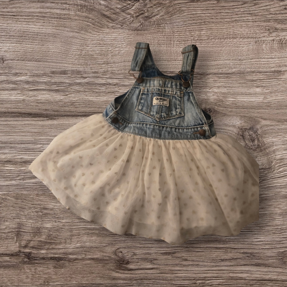 Oshkosh bgosh overall dress with heart polka dots 18 months